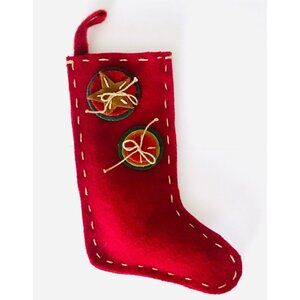 Gunderson Homestead Primitives Christmas Potpourri Sock Stocking Red Felt